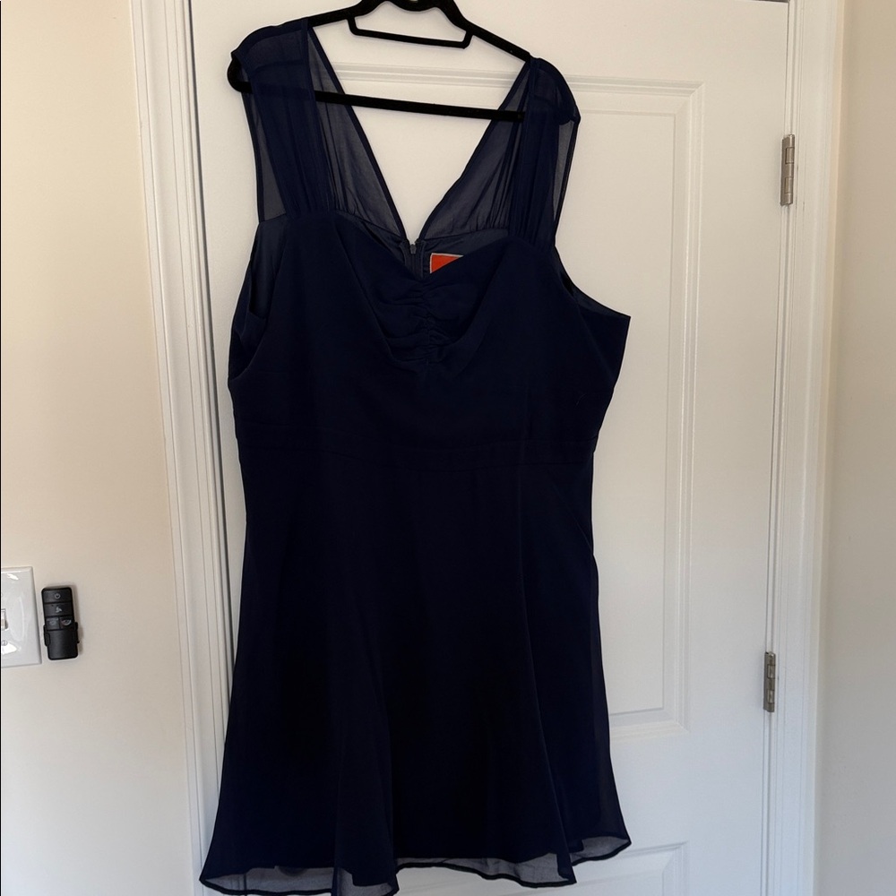 NWOT ModCloth Navy Sheer Strap Dress